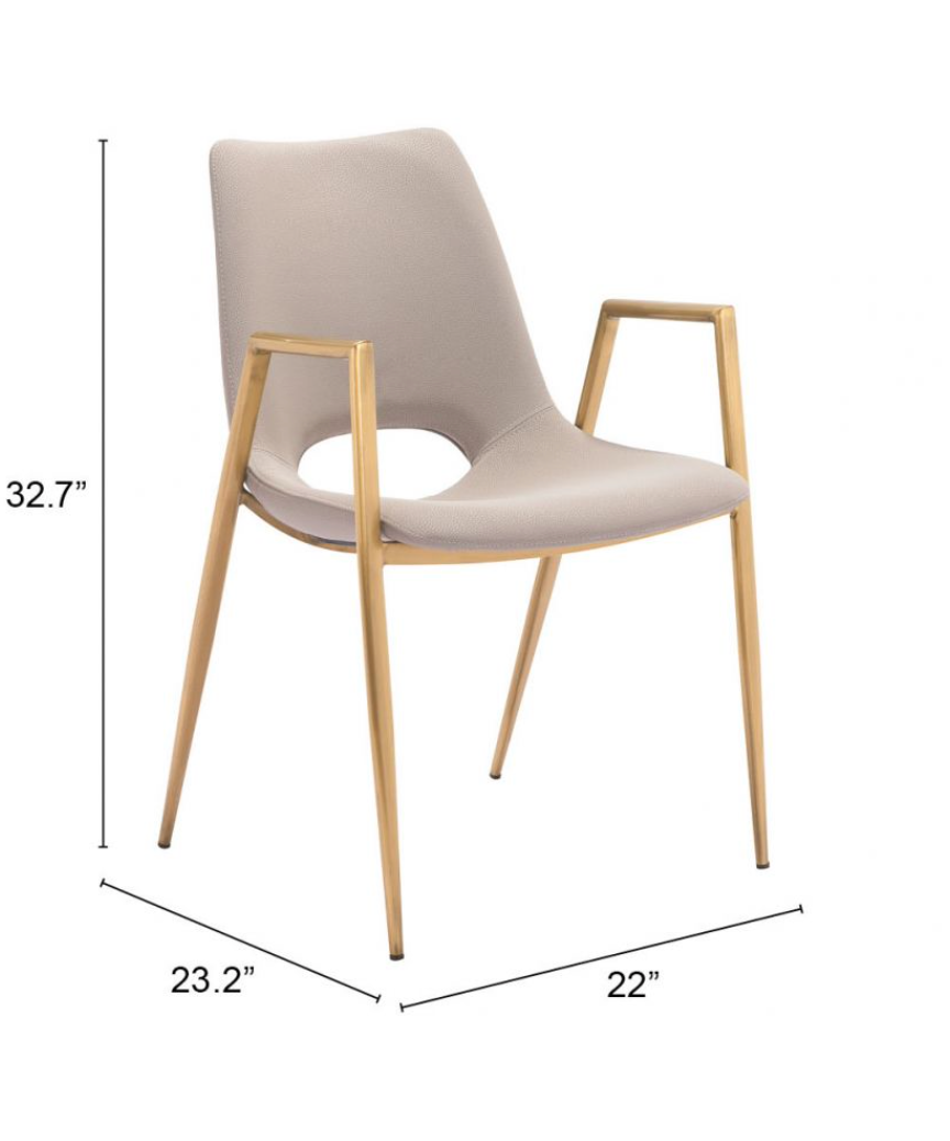 Desi Dining Chair Beige & Gold