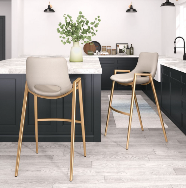 Desi Barstool Beige & Gold