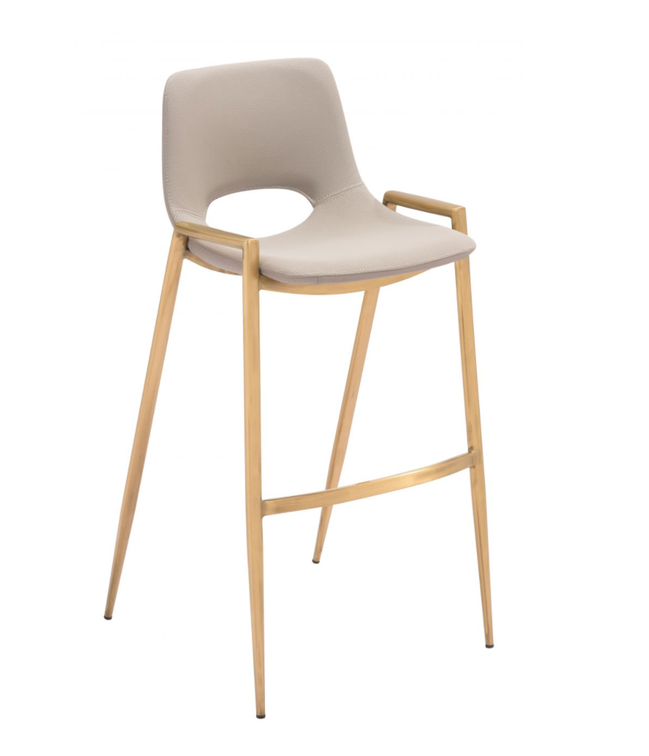 Desi Barstool Beige & Gold